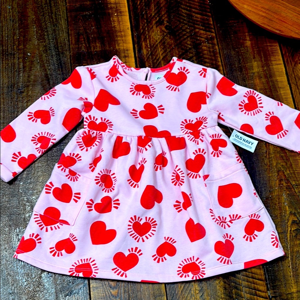 Old Navy Pink and Red Heart Dress